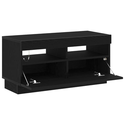 Black Oak TV Stand with LED Lights - Engineered Wood, 100x35x40 cm