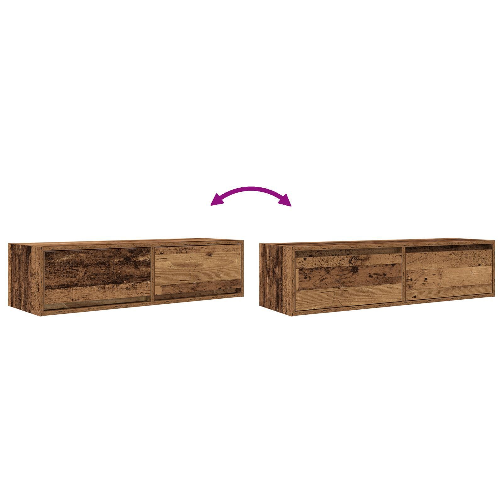 Rustic TV Cabinet in Engineered Wood – 100x31x25.5cm