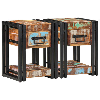 Solid Reclaimed Wood Nightstands Set - 2 pcs, 40x40x40 cm