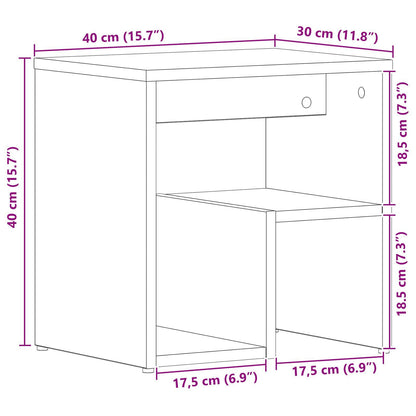 Nightstand Black Oak 40x30x40 cm Made of Engineered Wood