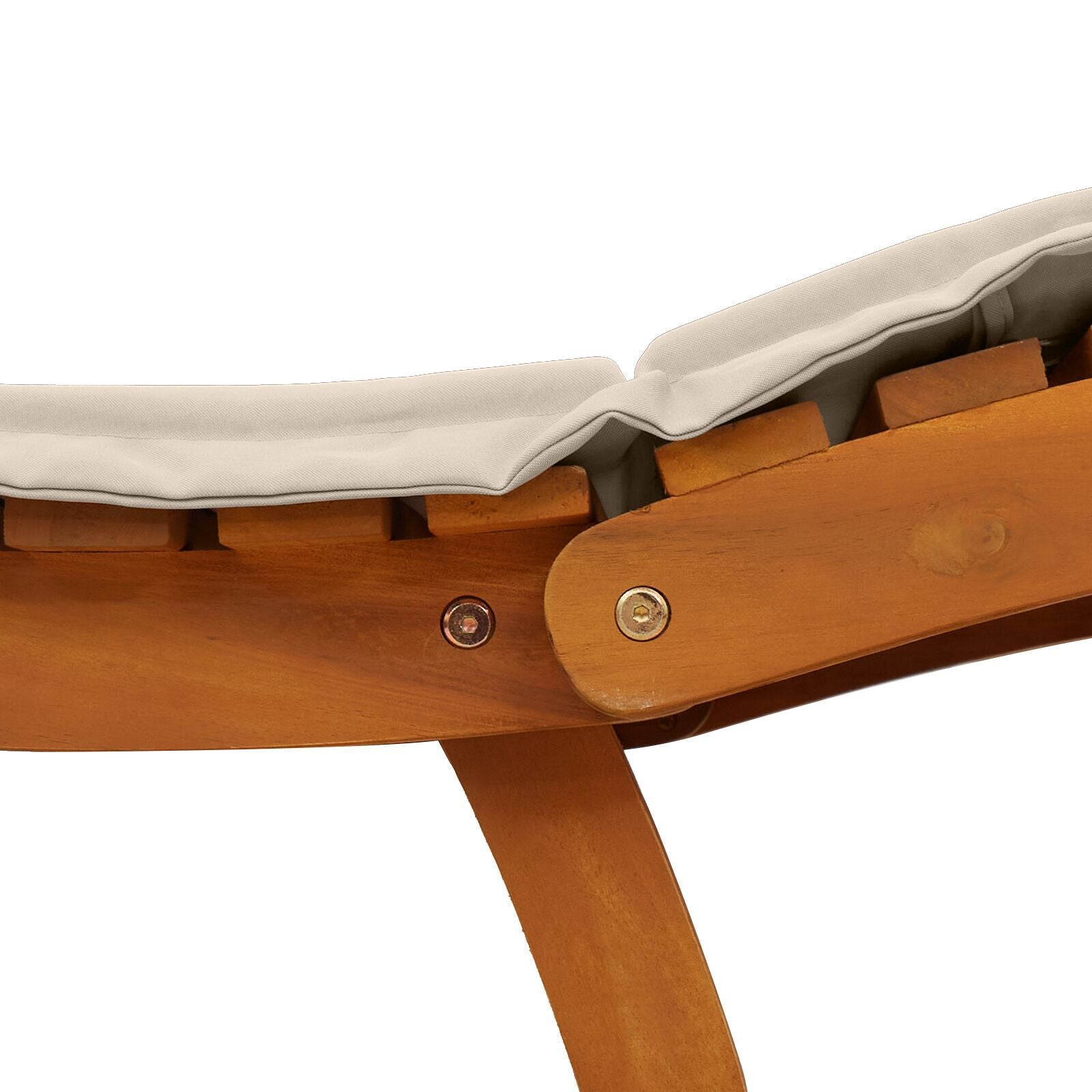 Cream White Acacia Wood Sun Loungers with Cushions - 2 Piece Set
