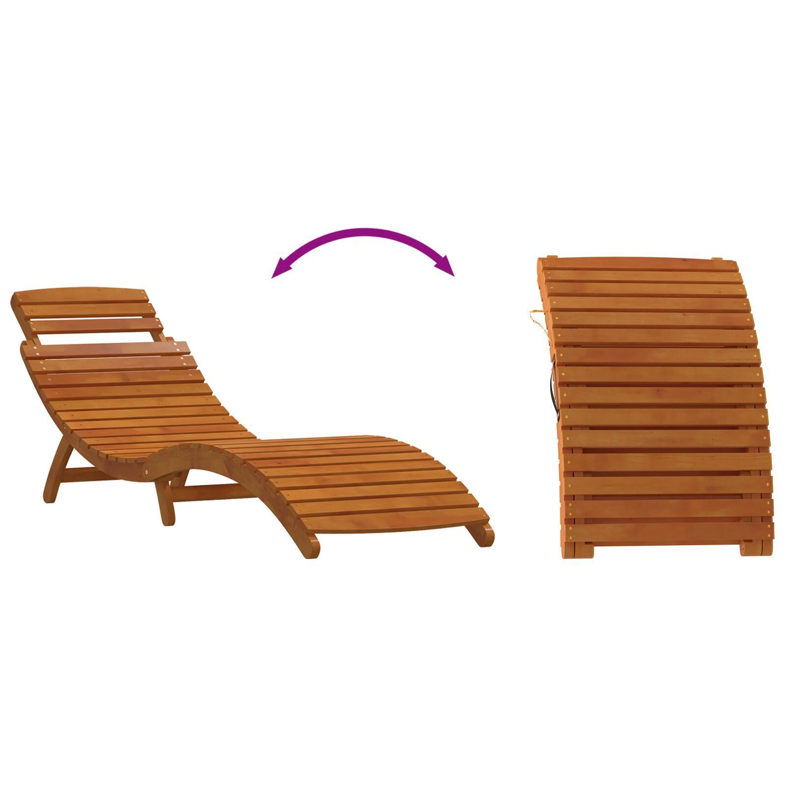 Red Acacia Wood Sun Loungers with Cushions - 2 Piece Set
