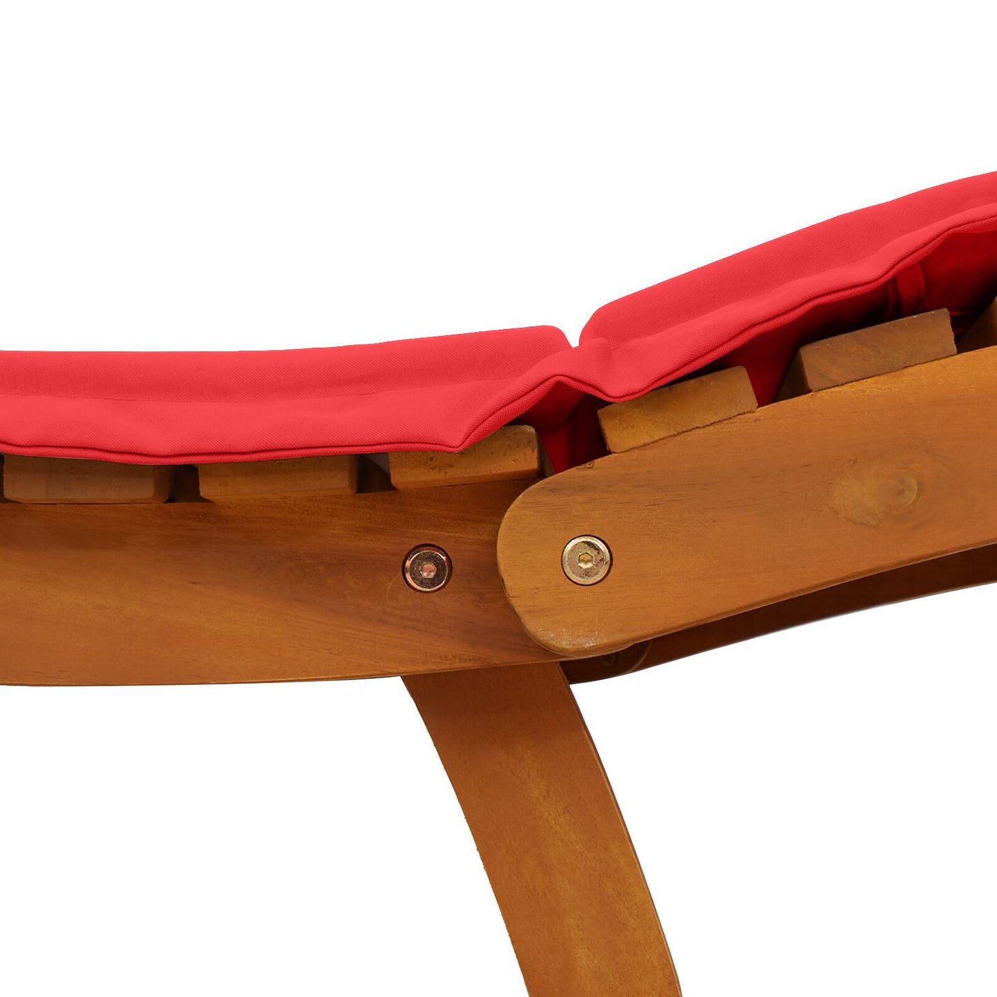 Red Acacia Wood Sun Loungers with Cushions - 2 Piece Set