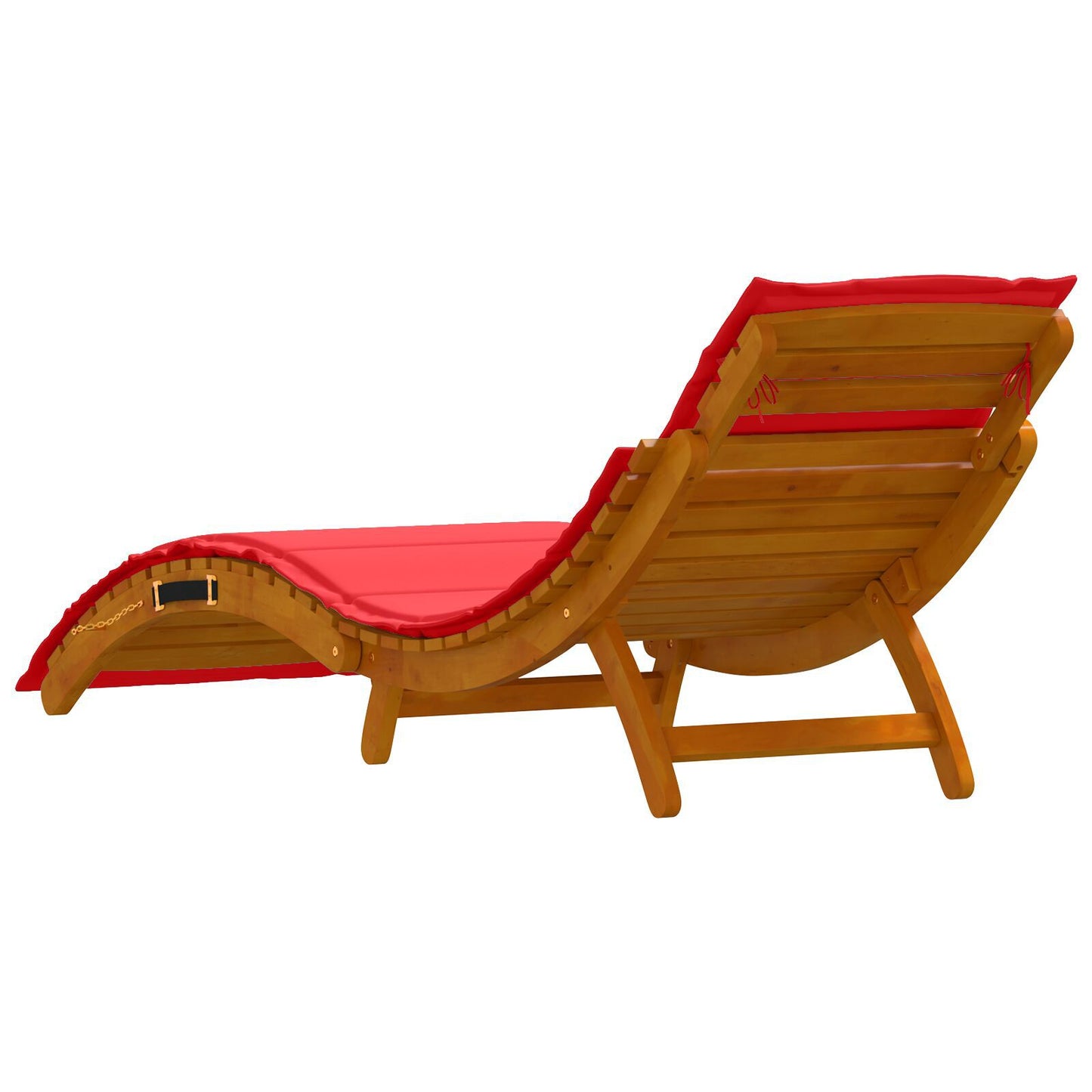 Red Acacia Wood Sun Loungers with Cushions - 2 Piece Set