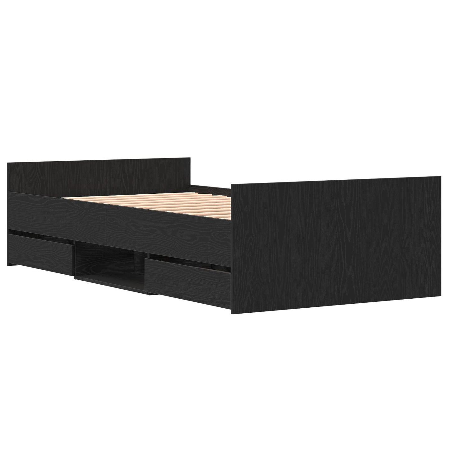 Black Oak 100x200 cm Engineered Wood Bed Frame, No Mattress