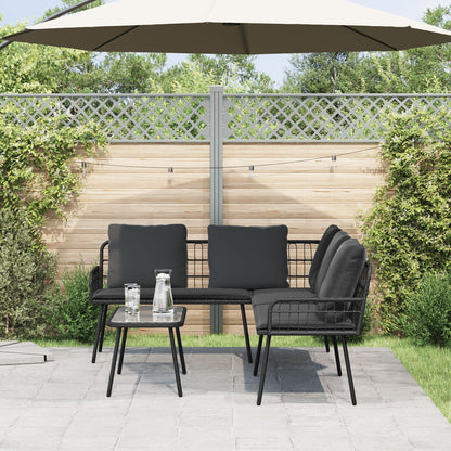 Modern L-Shaped Black Poly Rattan Sofa 231x173x78 cm