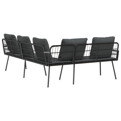 Modern L-Shaped Black Poly Rattan Sofa 231x173x78 cm