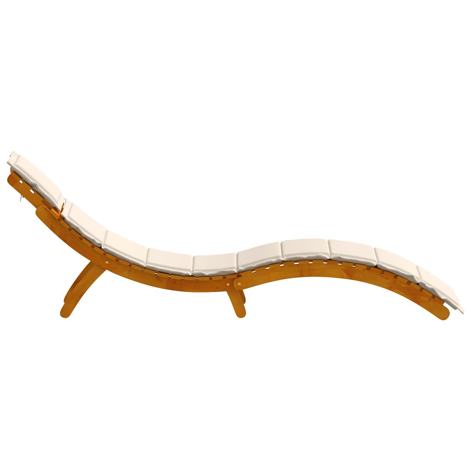 Cream White Acacia Wood Sun Loungers with Cushions - 2 Piece Set