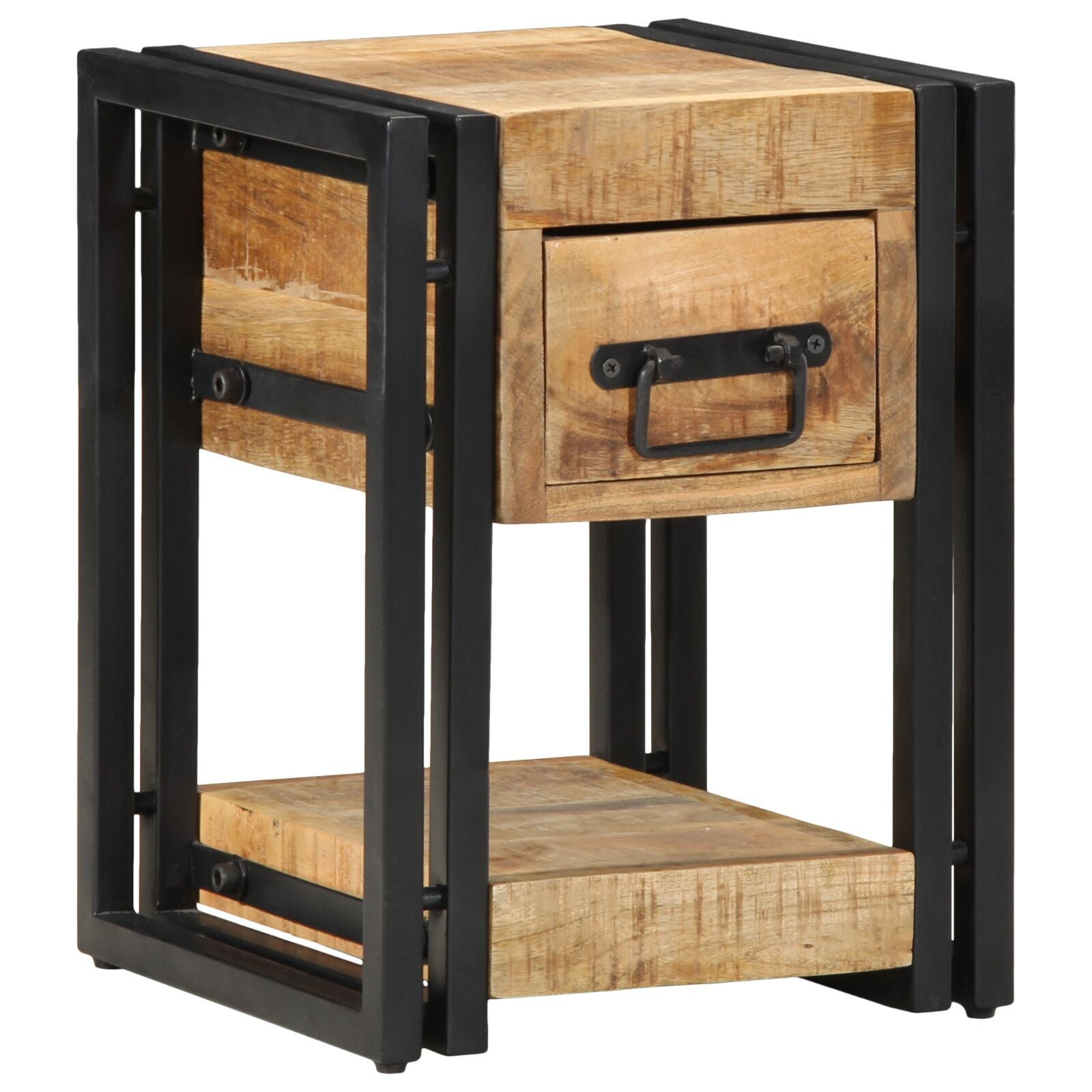Solid Mango Wood Nightstands Set - 2 Pieces, 40x40x40 cm