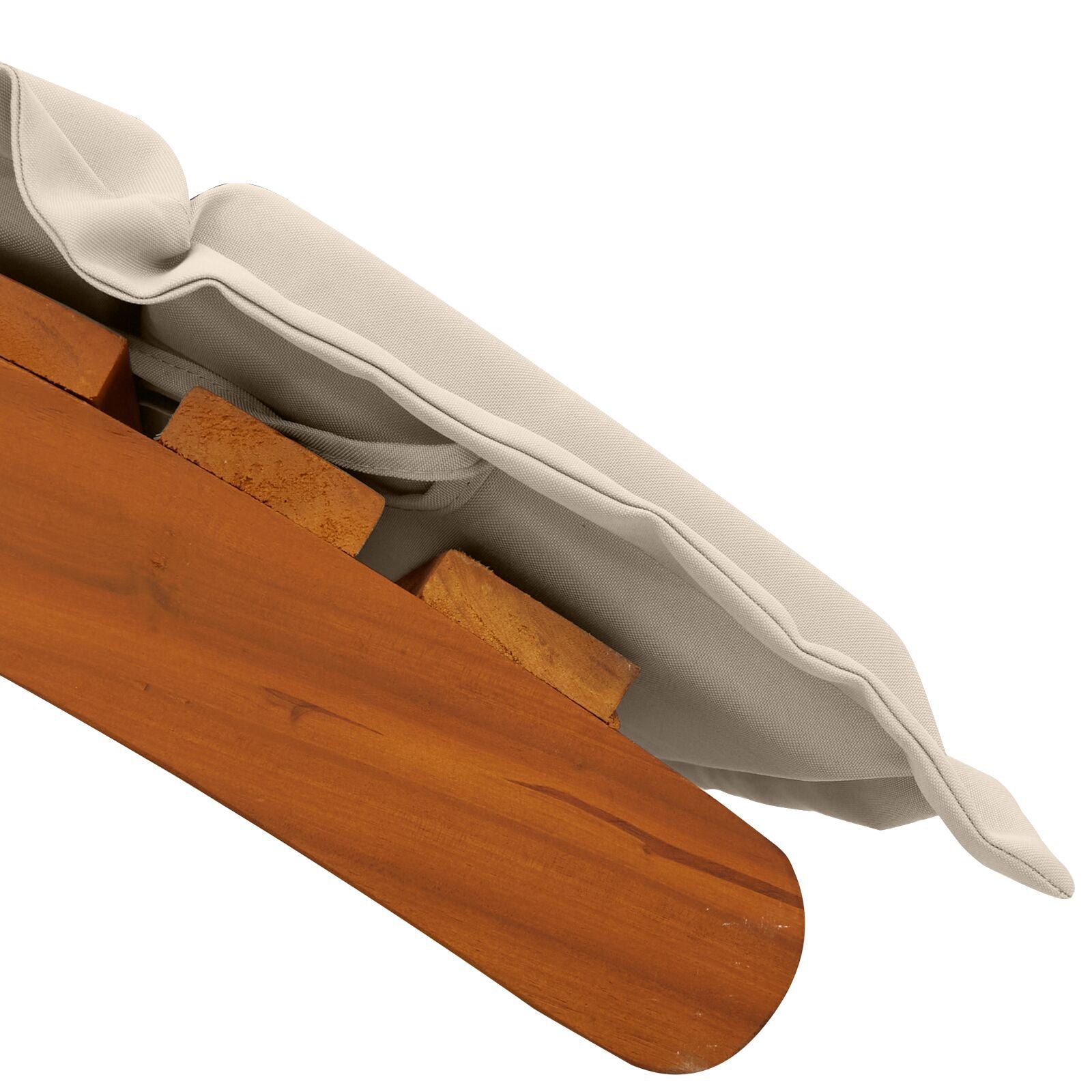 Cream White Acacia Wood Sun Loungers with Cushions - 2 Piece Set