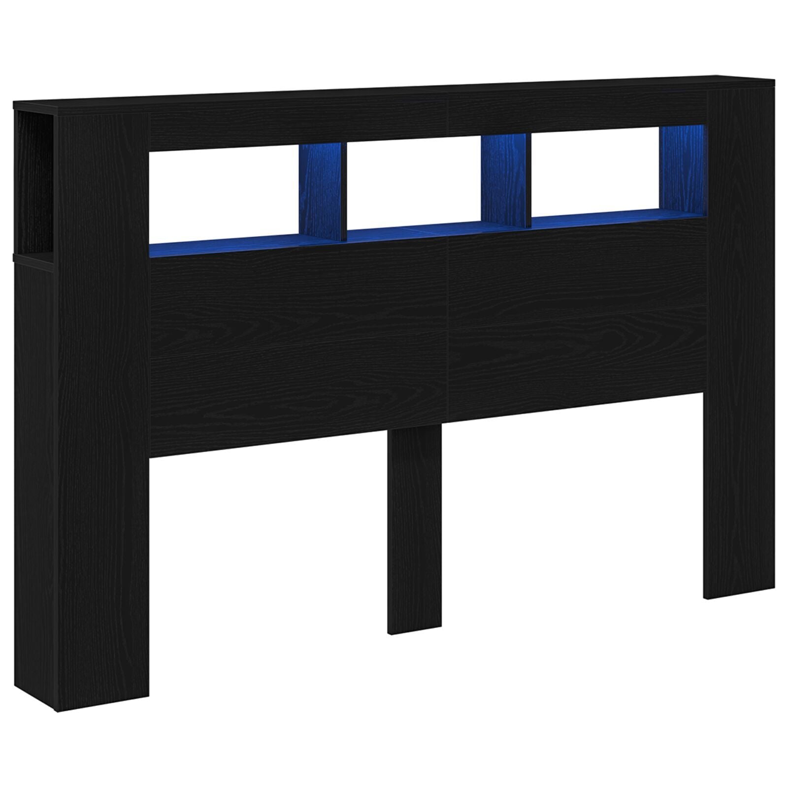 LED Headboard in Black Oak - 160x18.5x45cm, Engineered Wood