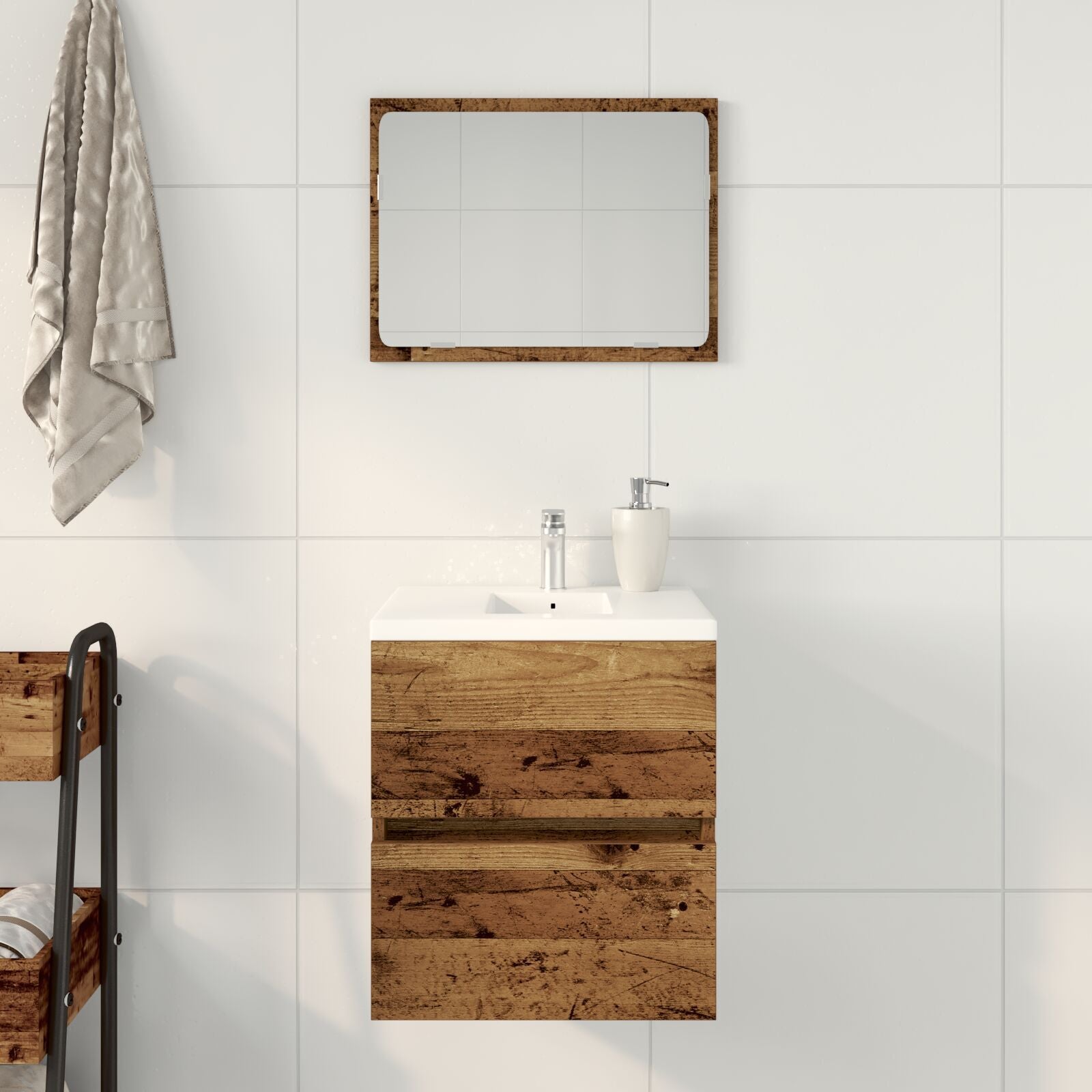 Rustic Sink Cabinet, Old Wood, 41x38.5x45 cm - Engineered Wood