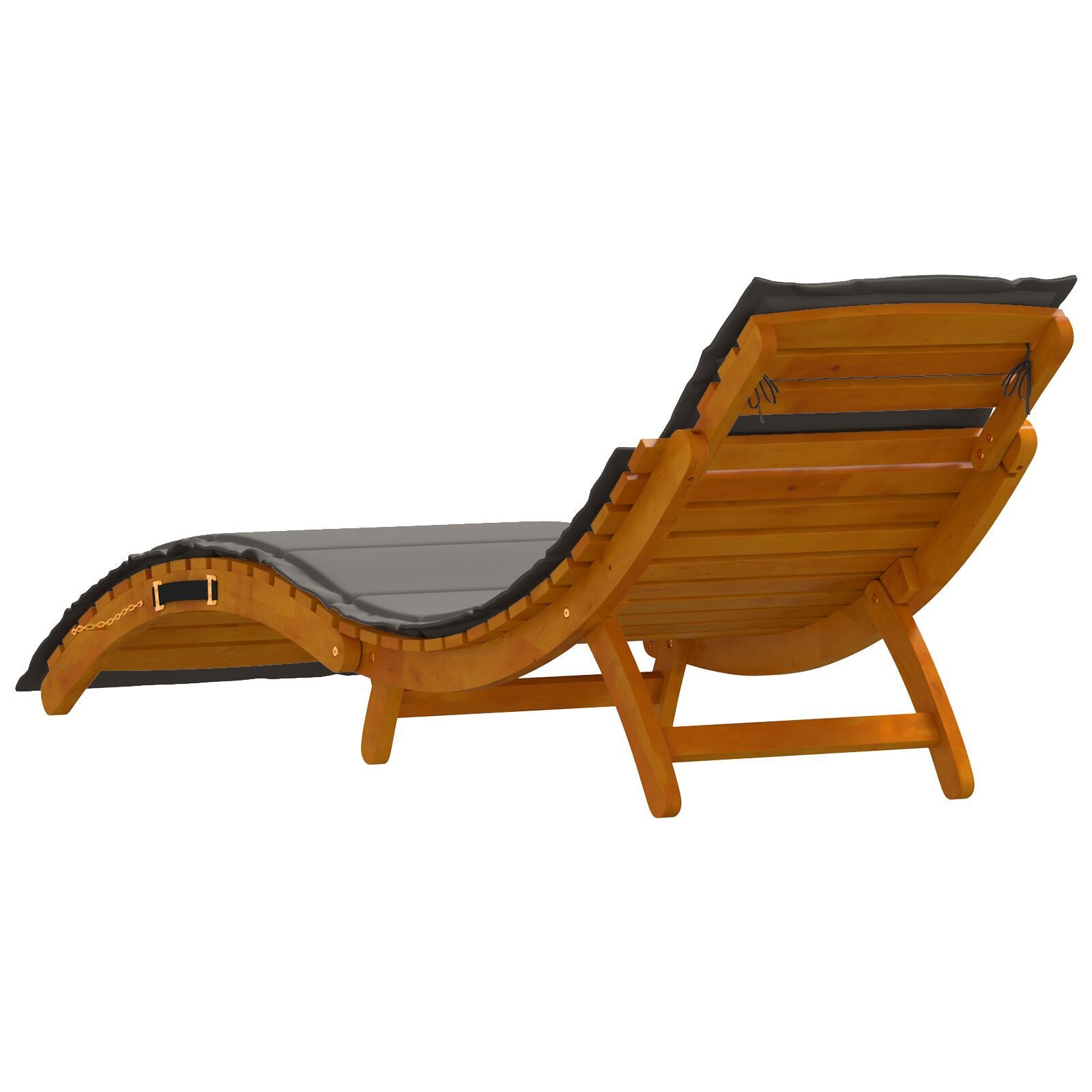 2-Piece Dark Grey Acacia Wood Sun Loungers with Cushions