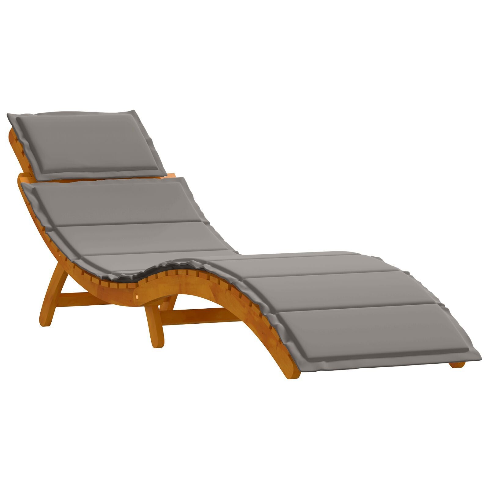 2-Piece Dark Grey Acacia Wood Sun Loungers with Cushions