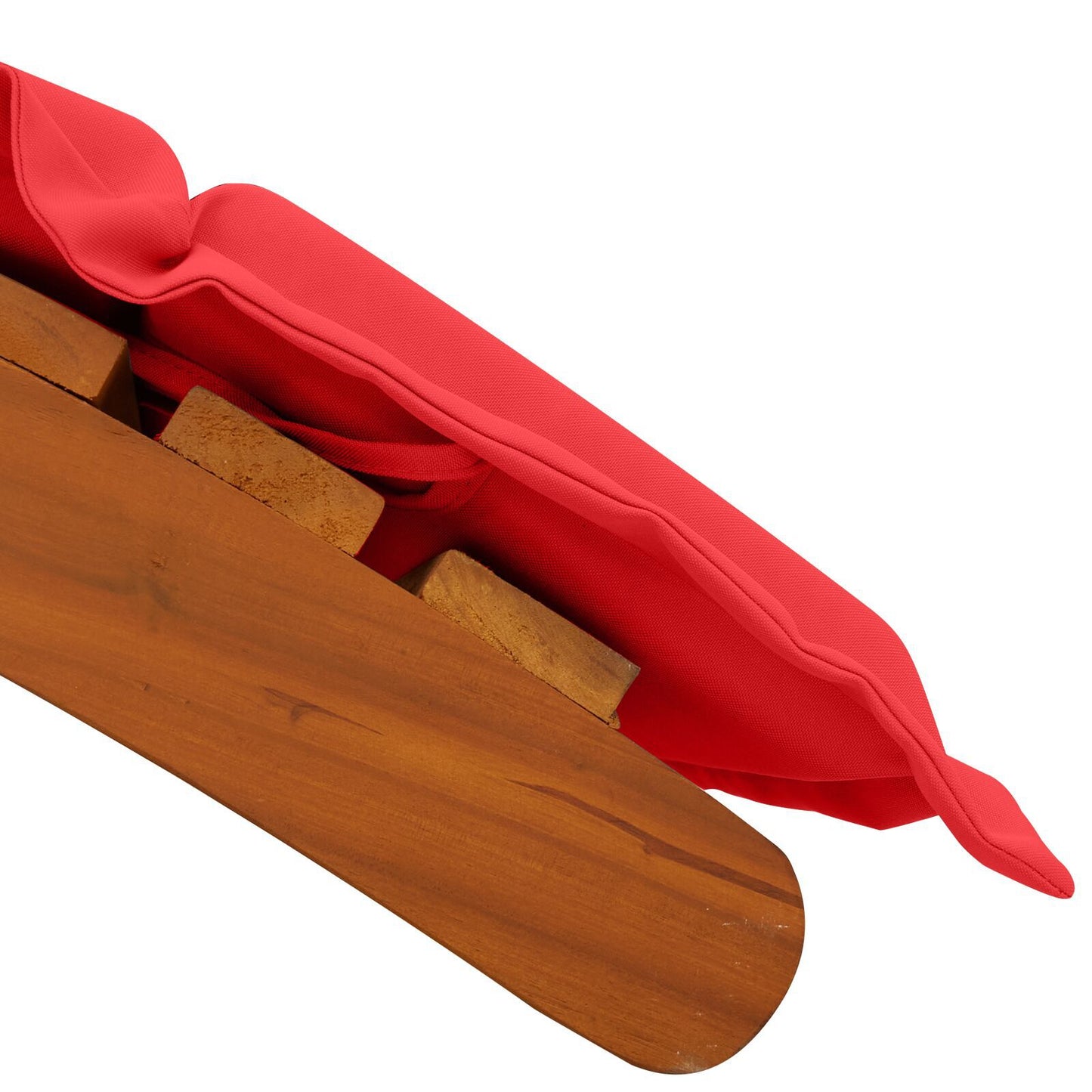 Red Acacia Wood Sun Loungers with Cushions - 2 Piece Set
