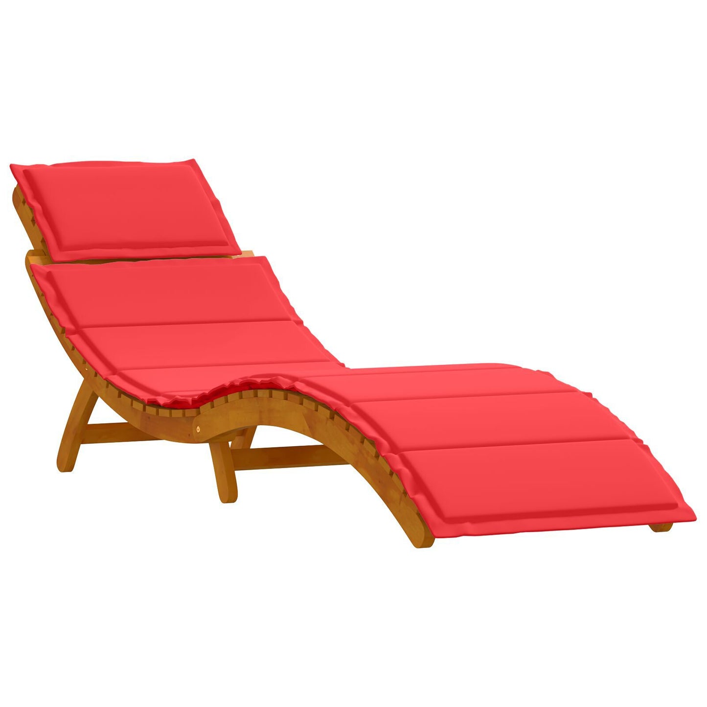 Red Acacia Wood Sun Loungers with Cushions - 2 Piece Set