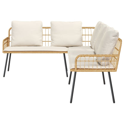 Natural Poly Rattan L-Shaped Sofa 231x173x78 cm - Elegant Comfort