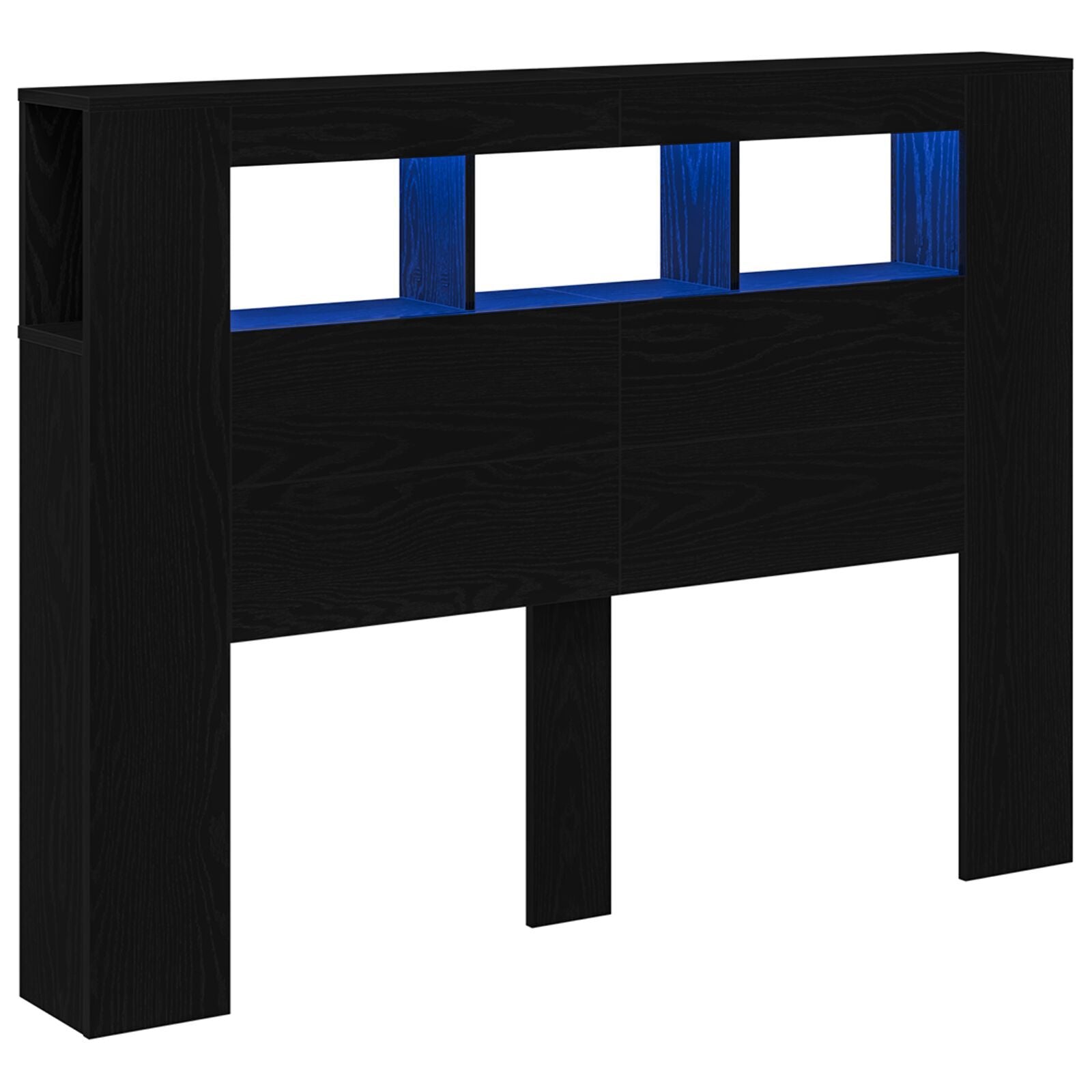 Black Oak LED Headboard - 140x18.5x40 cm, Engineered Wood