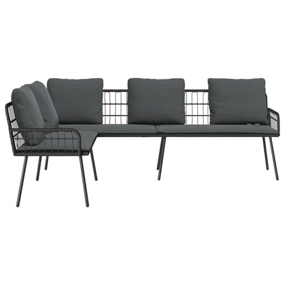 Modern L-Shaped Black Poly Rattan Sofa 231x173x78 cm