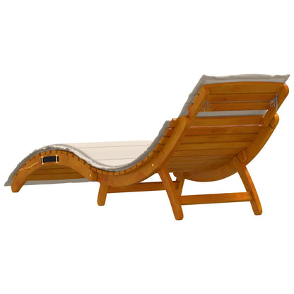 Cream White Acacia Wood Sun Loungers with Cushions - 2 Piece Set