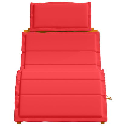 Red Acacia Wood Sun Loungers with Cushions - 2 Piece Set