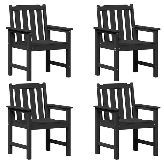 4-Piece Black HDPE Garden Dining Chairs Set - 65.5x55.5x88 cm