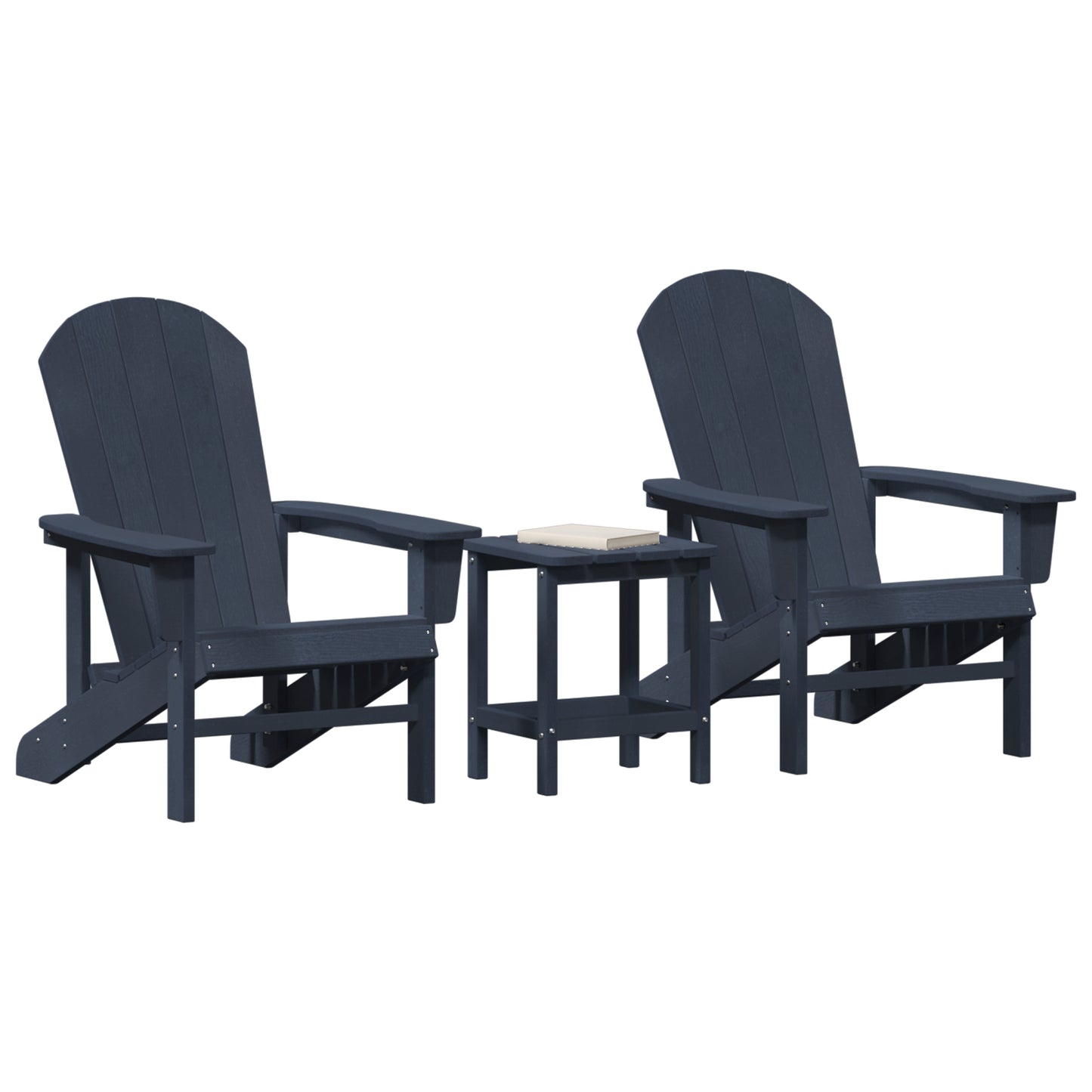 Navy Blue 3 Piece Garden Lounge Set with Adirondack Chair & Table