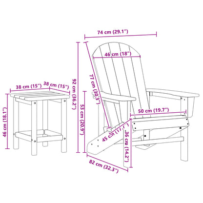 Navy Blue 3 Piece Garden Lounge Set with Adirondack Chair & Table