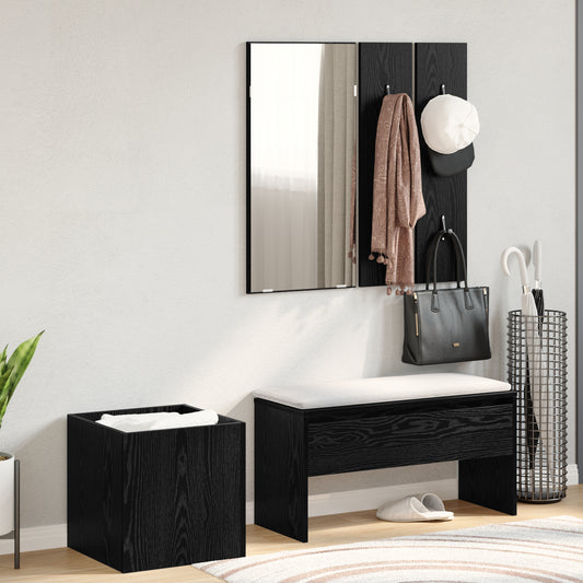 Hallway Furniture Set Black Oak Engineered Wood, vidaXL Hallway Furniture Set in Black Oak Engineered Wood, vidaXL Planter Box Black Oak 40x40x40 cm Engineered Wood