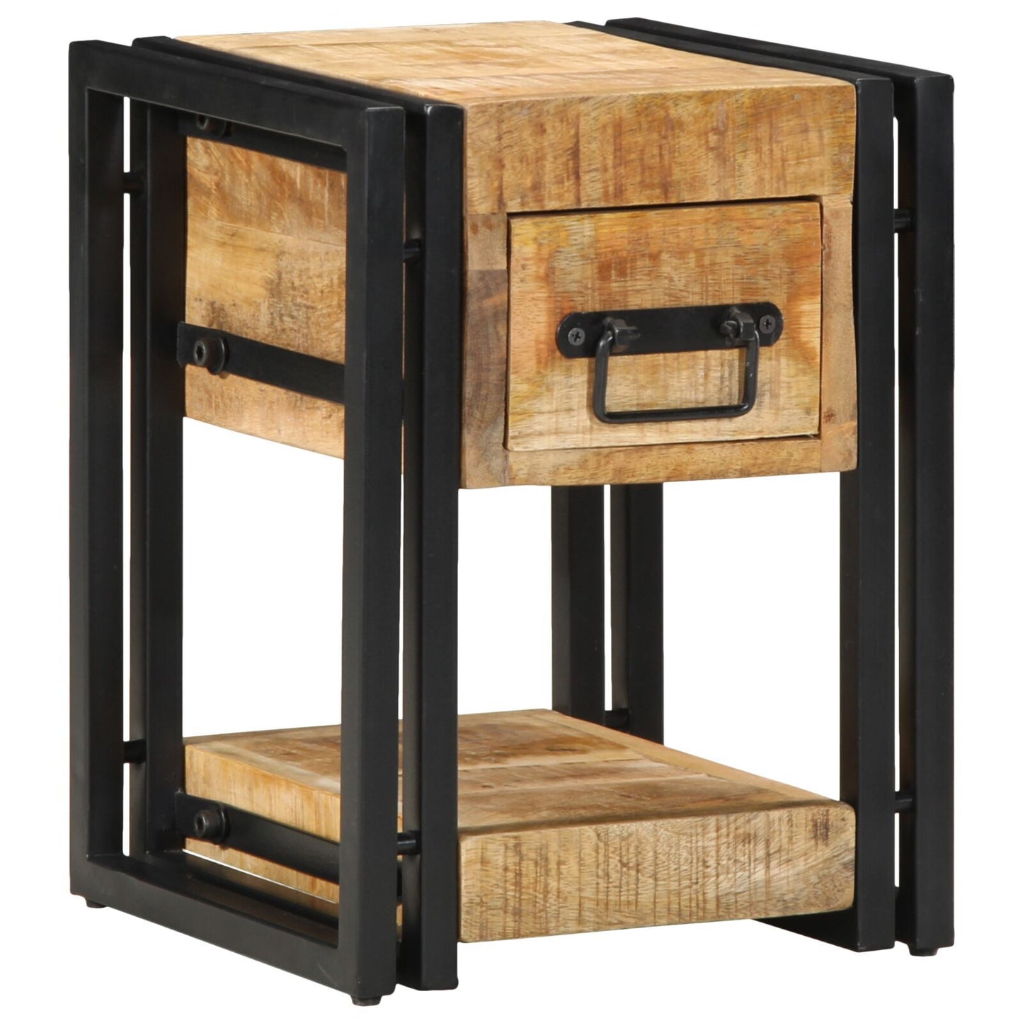 Solid Mango Wood Nightstands Set - 2 Pieces, 40x40x40 cm