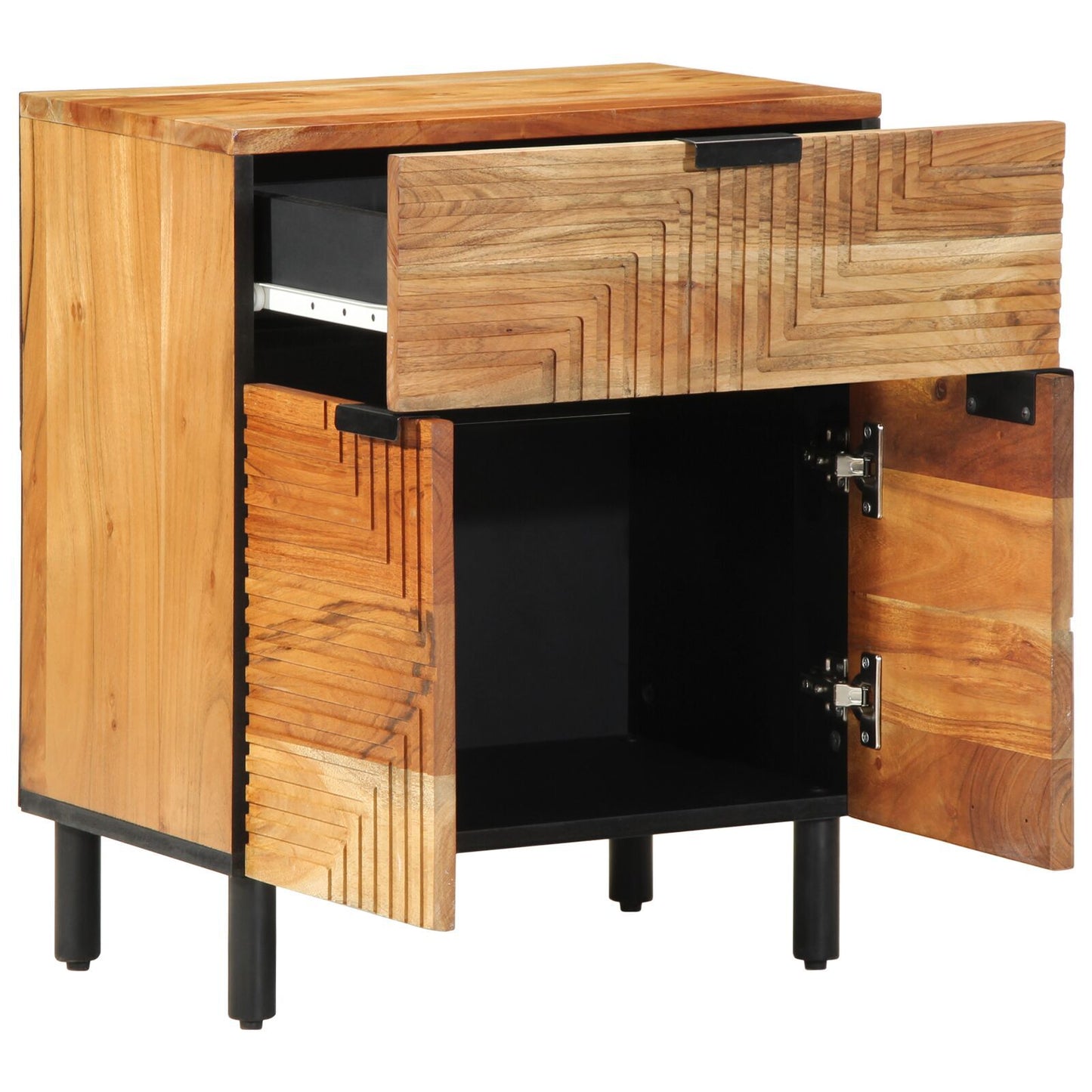 Solid Acacia Wood Bedside Cabinet, 50x33x60 cm - Elegant Design