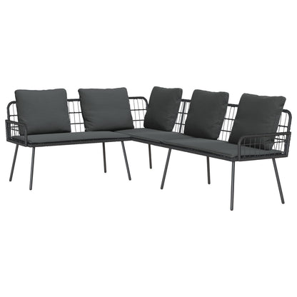 Modern L-Shaped Black Poly Rattan Sofa 231x173x78 cm
