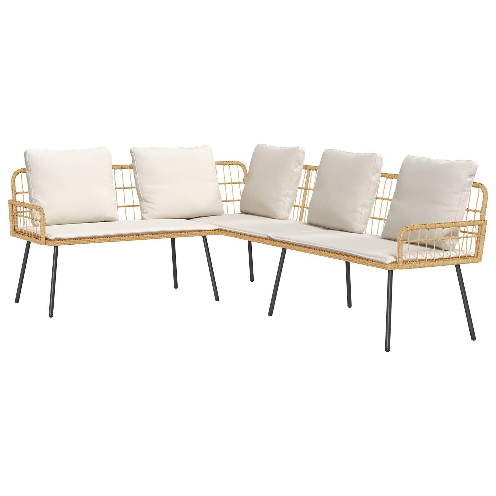 Natural Poly Rattan L-Shaped Sofa 231x173x78 cm - Elegant Comfort
