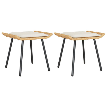 Natural Poly Rattan Garden Stools Set of 2 - 50x40x45 cm