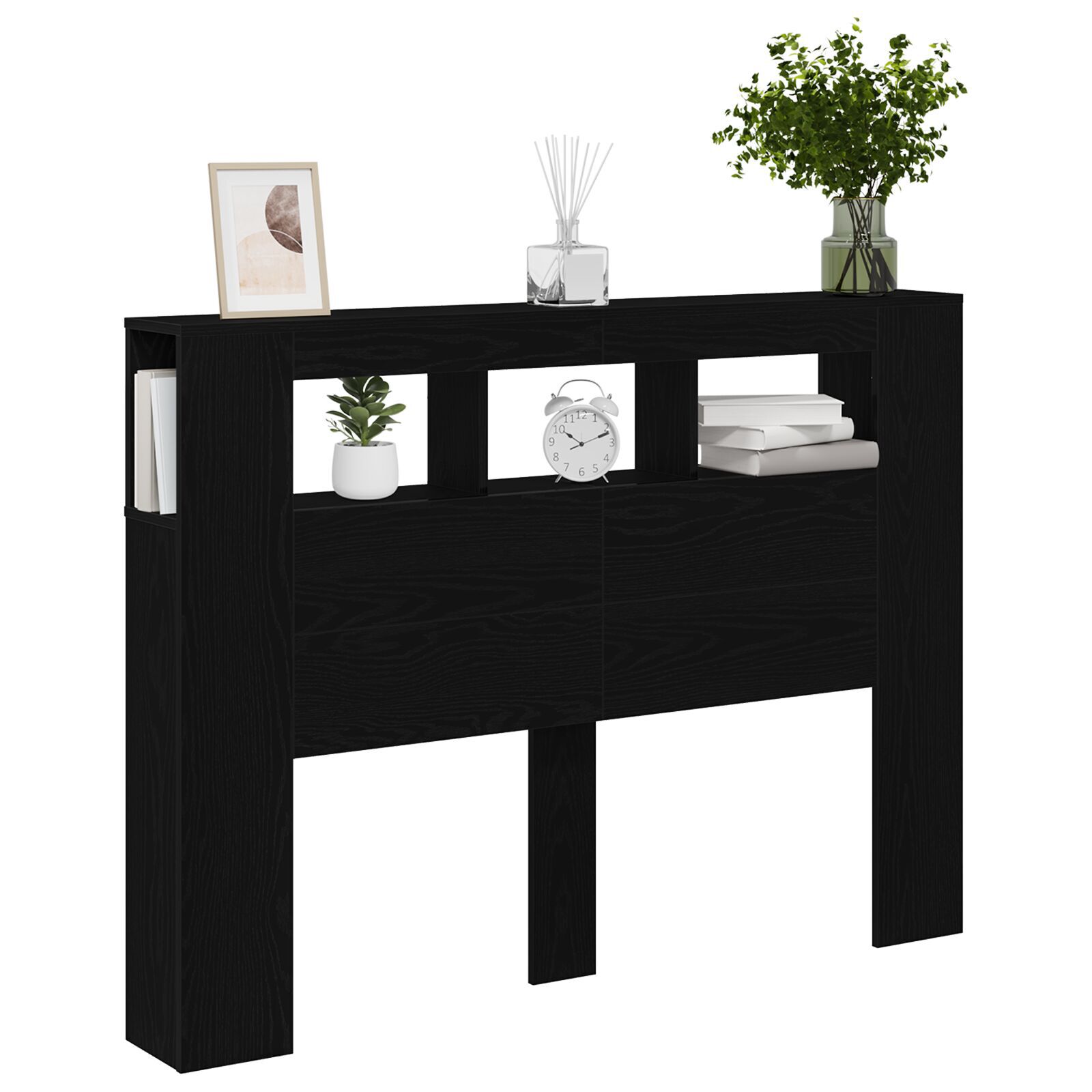 Black Oak LED Headboard - 140x18.5x40 cm, Engineered Wood