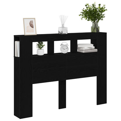 Black Oak LED Headboard - 140x18.5x40 cm, Engineered Wood