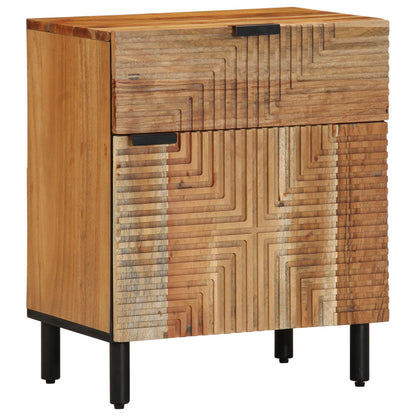 Solid Acacia Wood Bedside Cabinet 50x33x60 cm - Rustic Charm