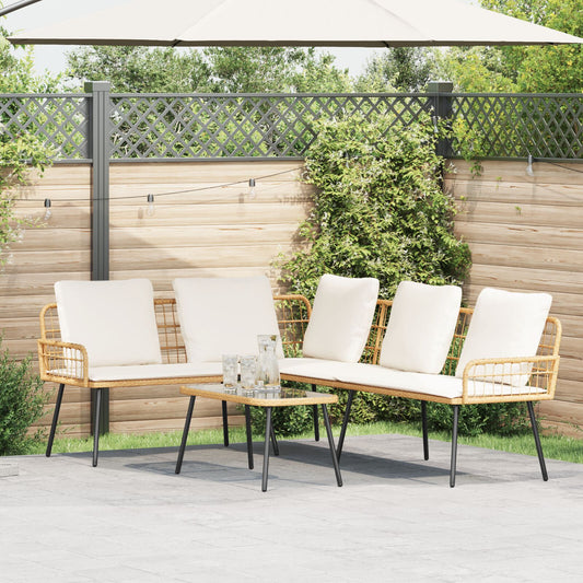 Natural Poly Rattan L-Shaped Sofa 231x173x78 cm - Elegant Comfort