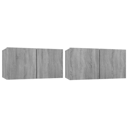 Grey Sonoma Hanging TV Cabinet Set, Engineered Wood - 2x60cm