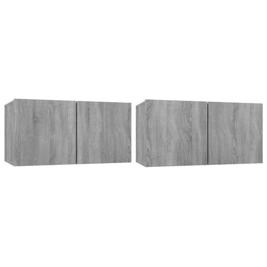 Grey Sonoma Hanging TV Cabinet Set, Engineered Wood - 2x60cm