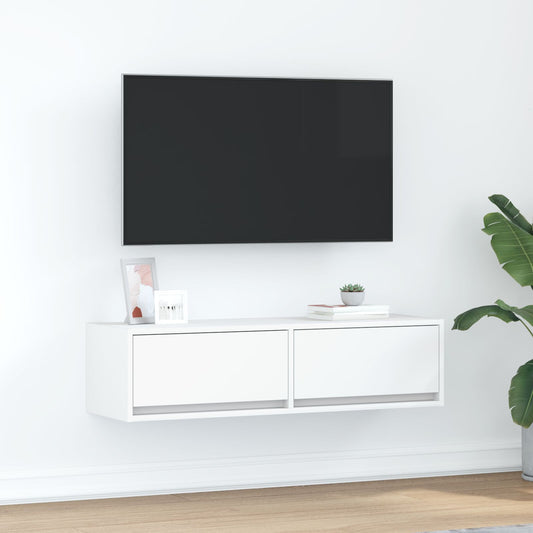 White Engineered Wood TV Cabinet - 100x31x25.5 cm