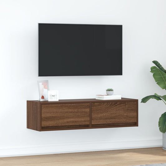 Brown Oak TV Cabinet 100x31x25.5 cm - Engineered Wood Design