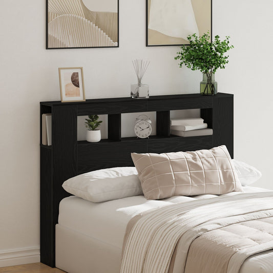 Black Oak LED Headboard - 140x18.5x40 cm, Engineered Wood