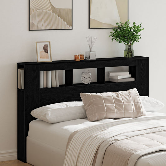 LED Headboard in Black Oak - 160x18.5x45cm, Engineered Wood