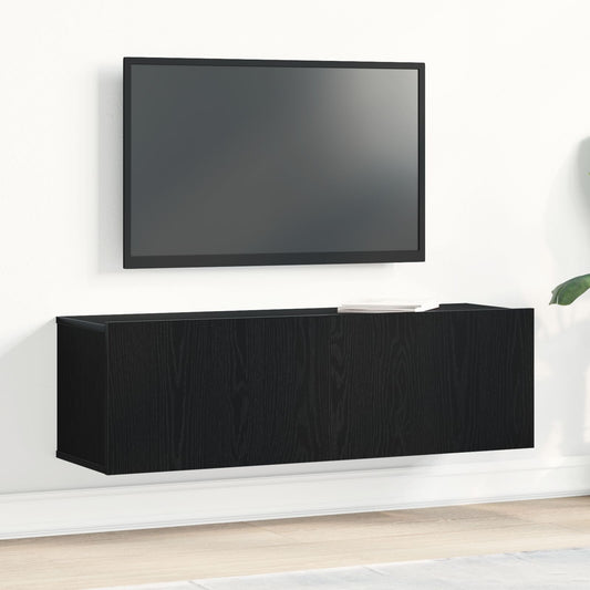 Black Oak Wall-Mounted TV Cabinet - 100x30x30 cm Engineered Wood