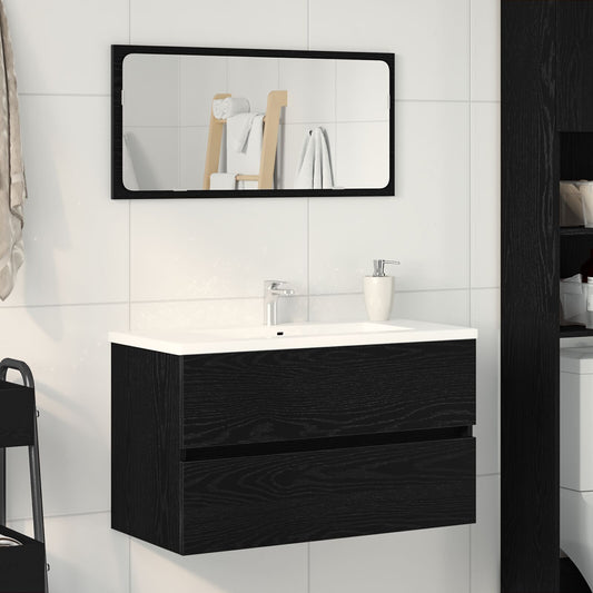 Black Oak Sink Cabinet, 80x38.5x45 cm, Engineered Wood