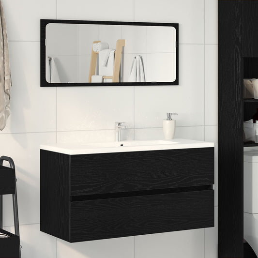 Elegant Black Oak Sink Cabinet 90x38.5x45 cm - Engineered Wood