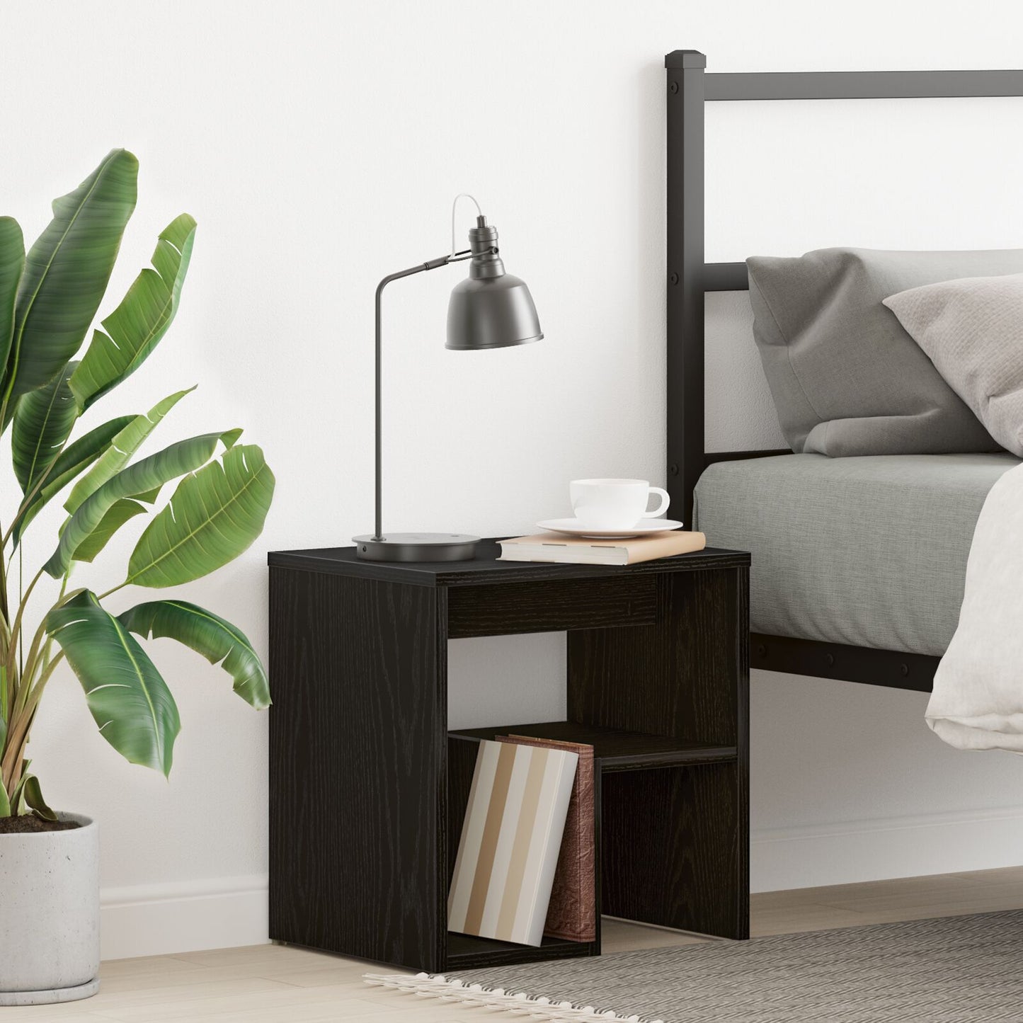 Nightstand Black Oak 40x30x40 cm Made of Engineered Wood