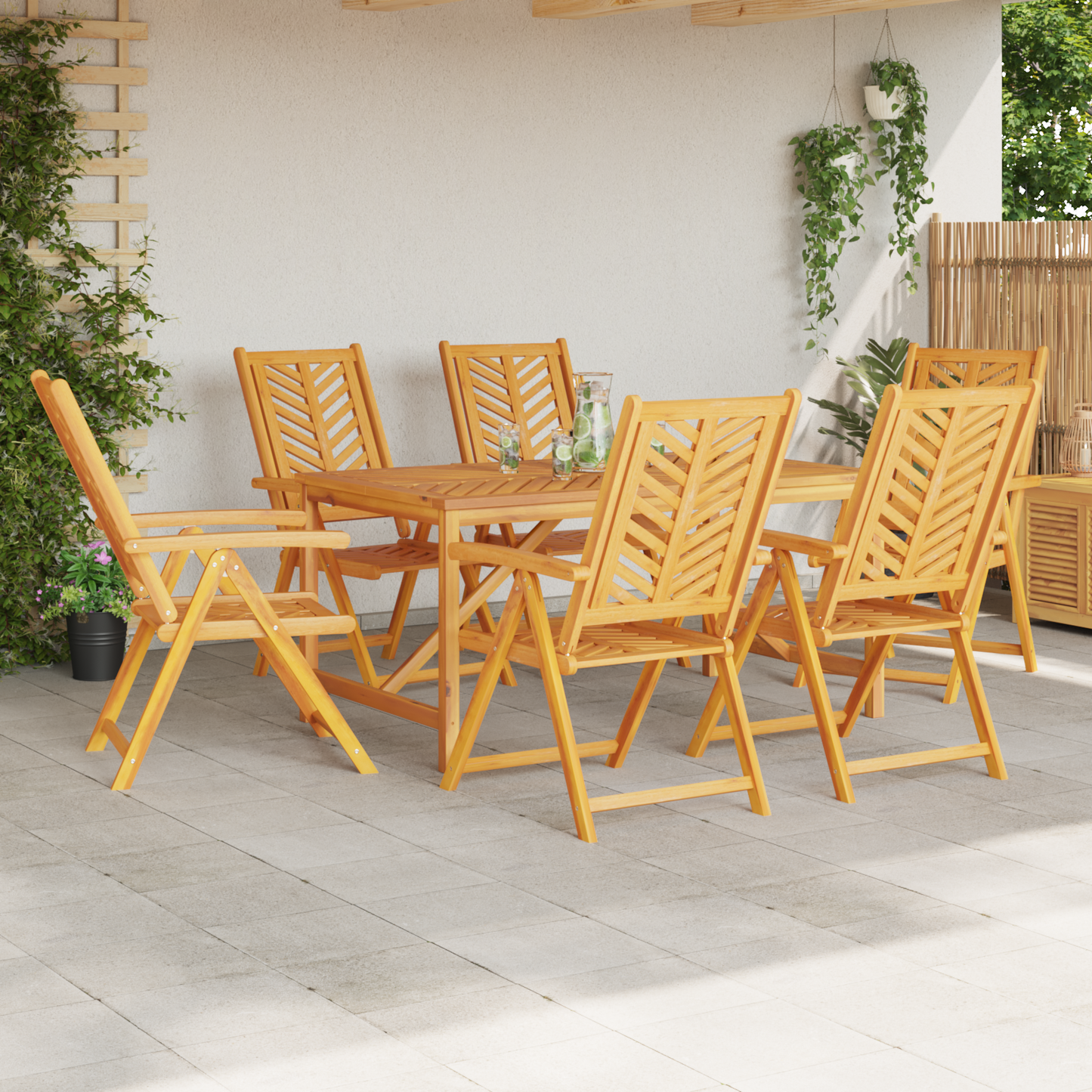 Reclining Garden Chairs 6 pcs Solid Wood Acacia