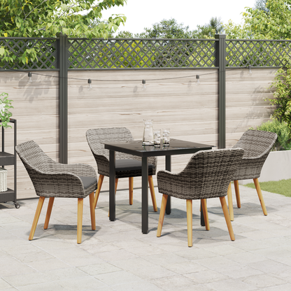 5 Piece Garden Dining Set Grey Poly Rattan